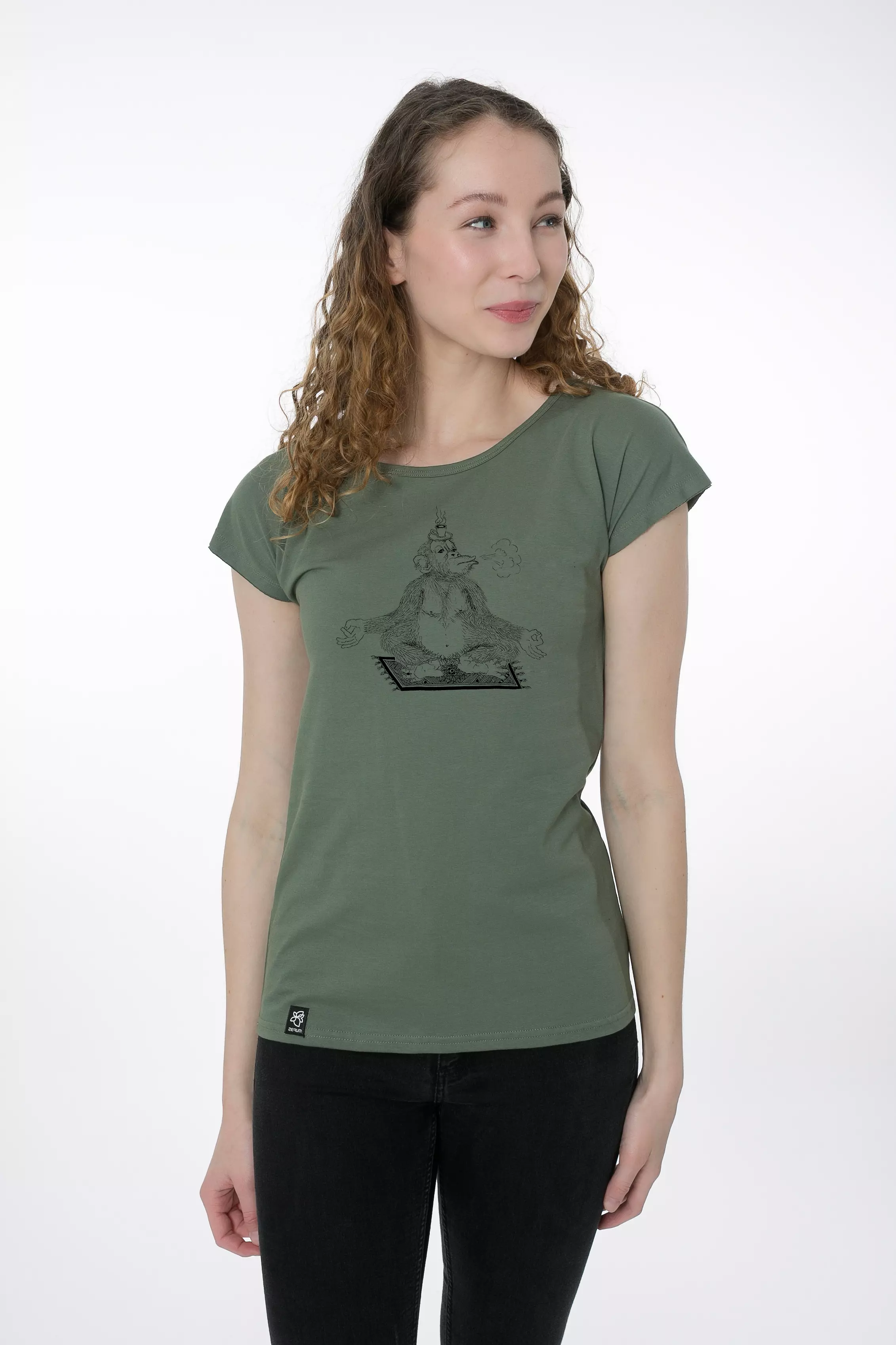 T-Shirt Lea Affe graugrün